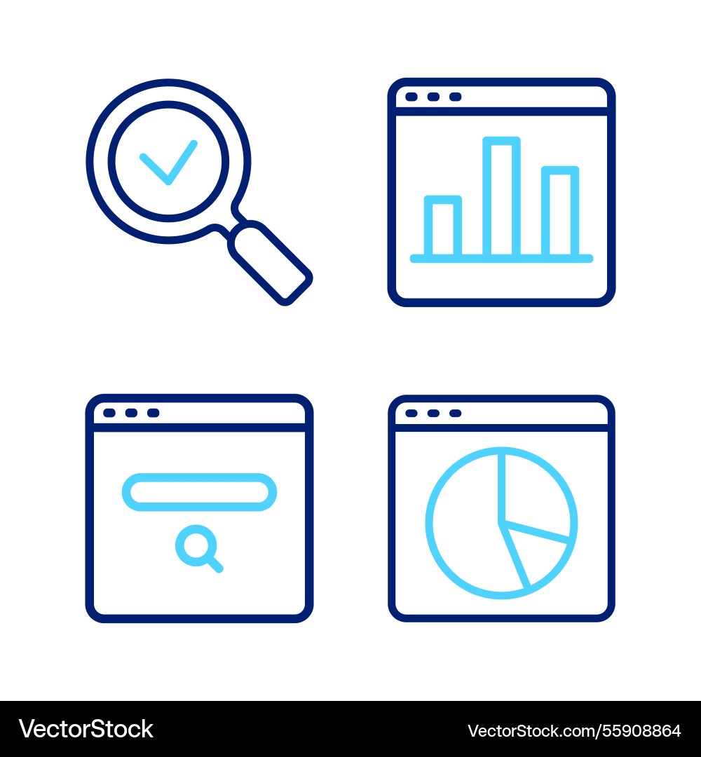 Set line graph chart infographic search engine Set line graph chart infographic search engine vector image
