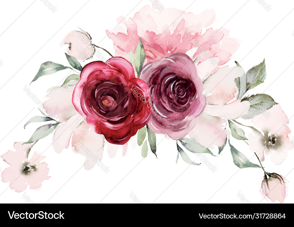 Watercolor Floral Greeting Card Vector Image