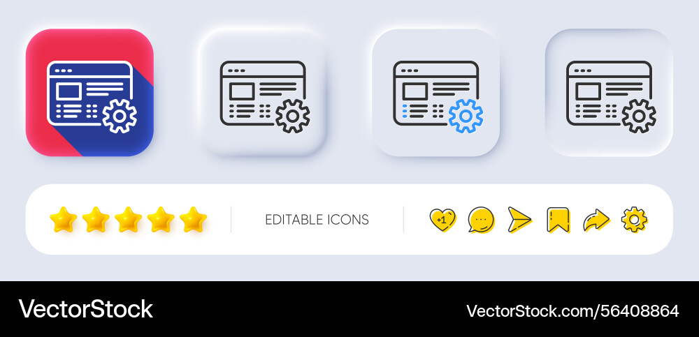 Web settings line icon engineering cogwheel tool Vector Image
