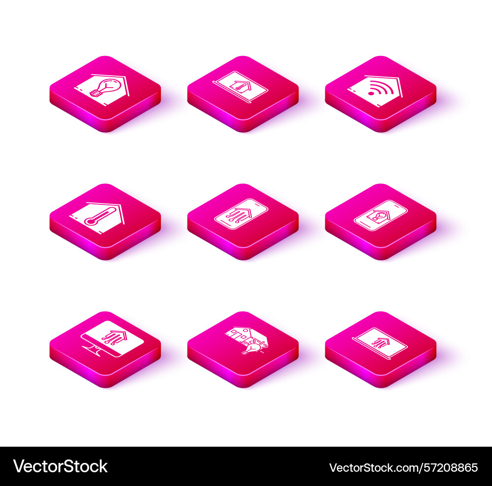 Set computer monitor with smart home house vector image