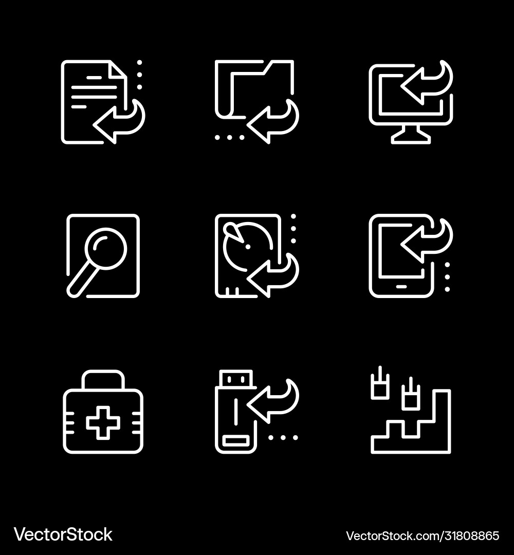 Set line icons data recovery Set line icons data recovery vector image