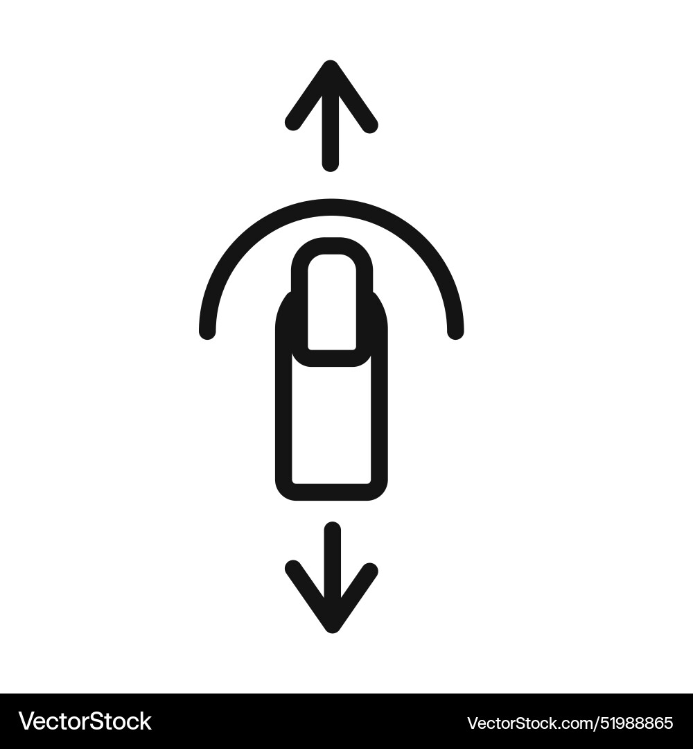 Vertical swipe icon mark in filled style vector image
