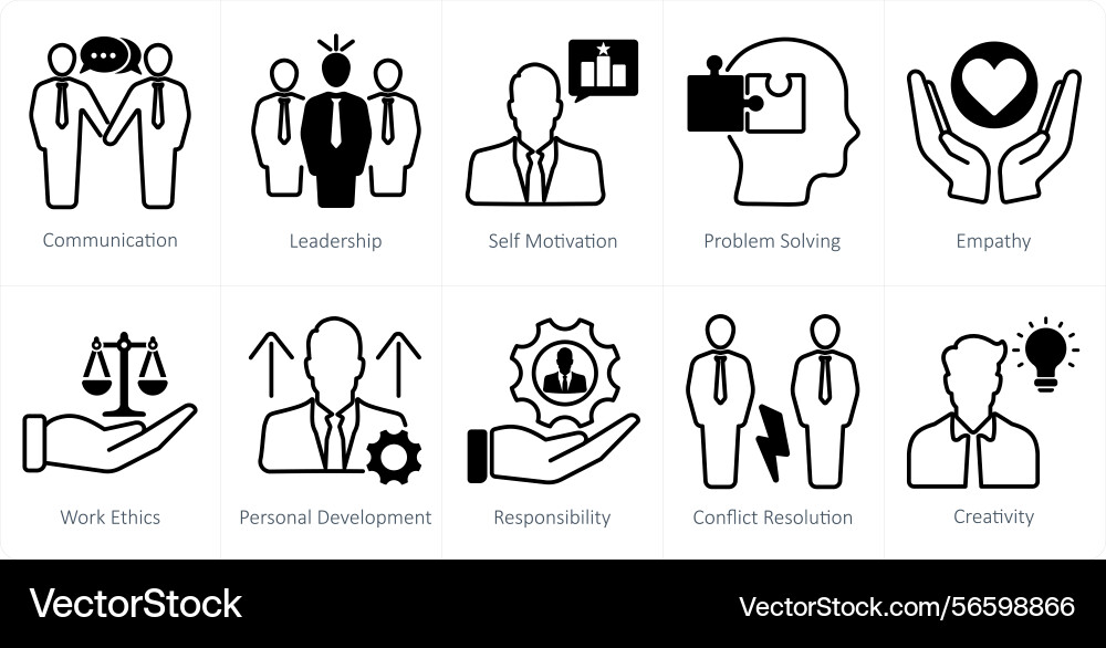 A set of 10 soft skills icons as communication Vector Image