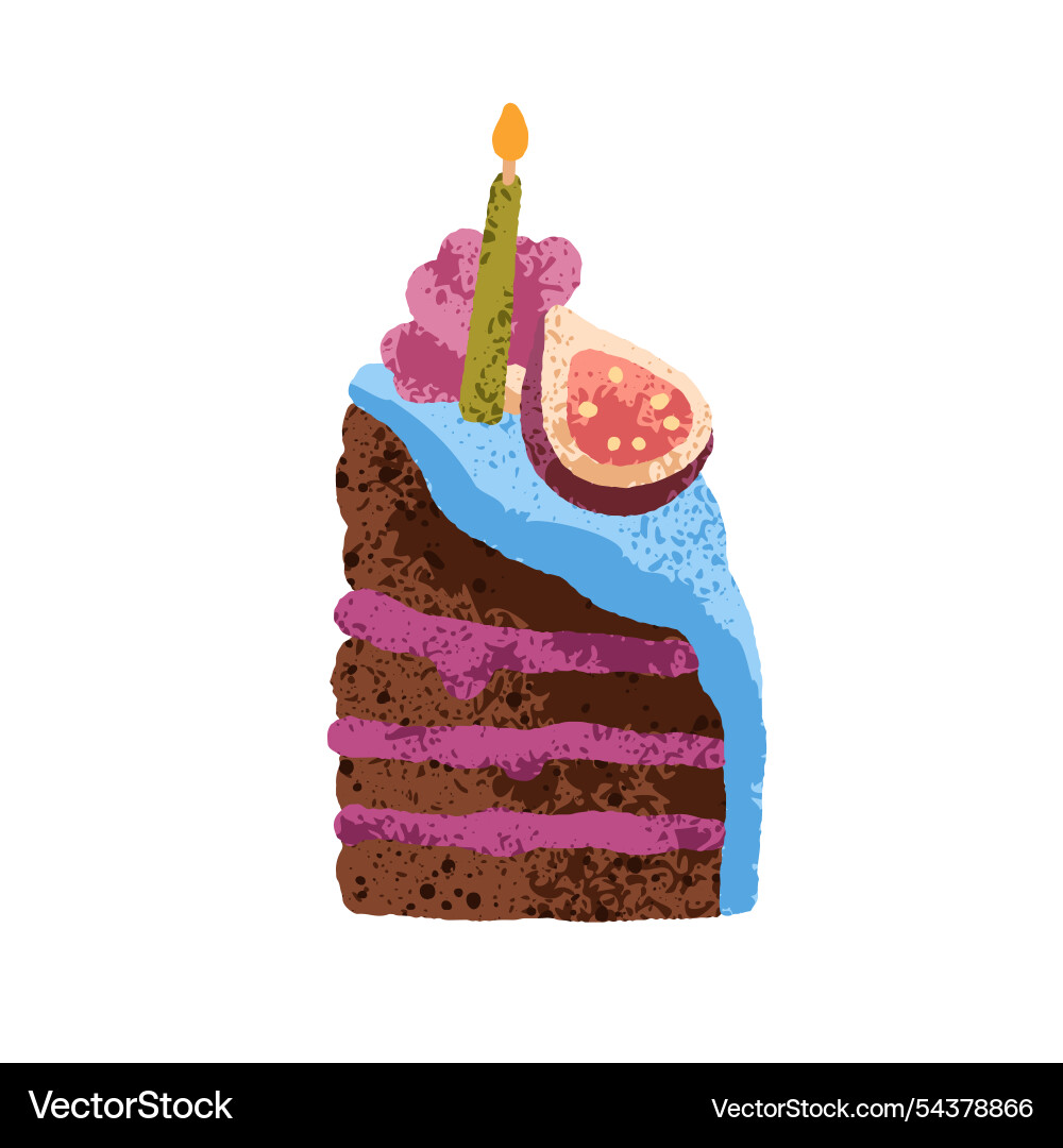 Cake slice layered birthday dessert cut piece Cake slice layered birthday dessert cut piece vector image