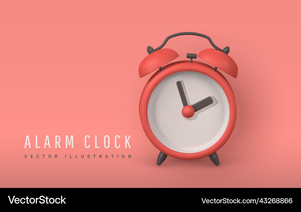 Cute Red Alarm Clock - 3D Render Royalty Free Vector Image