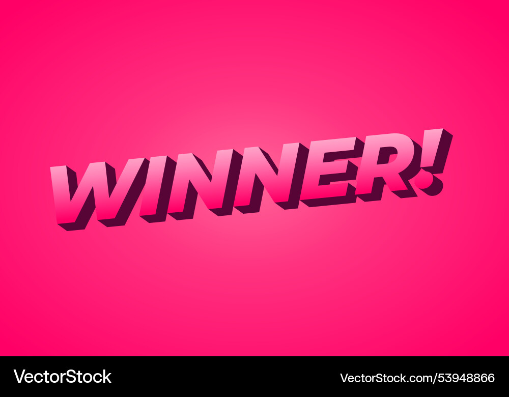 Winner text effect with modern color in 3d style Vector Image