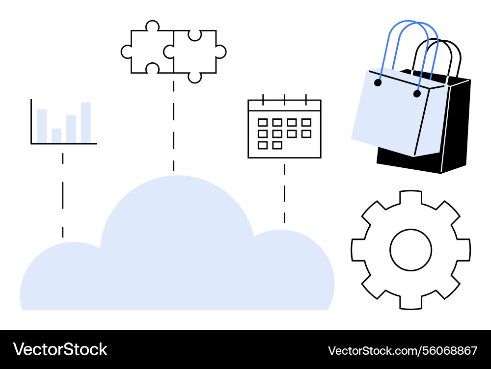 Cloud computing integration with shopping Cloud computing integration with shopping vector image