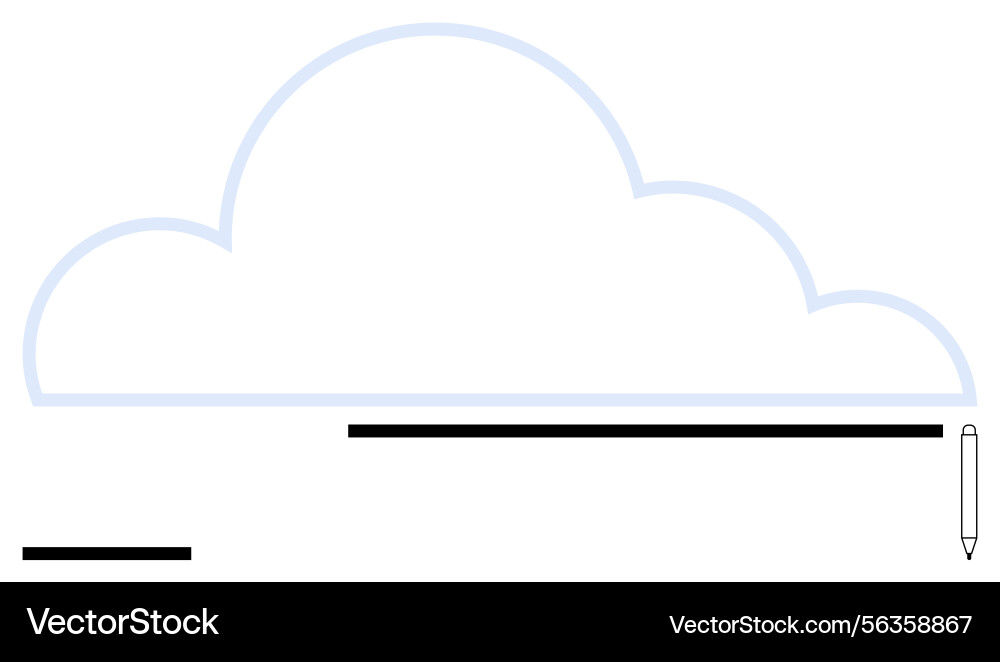 Cloud outline with pen and horizontal lines Vector Image