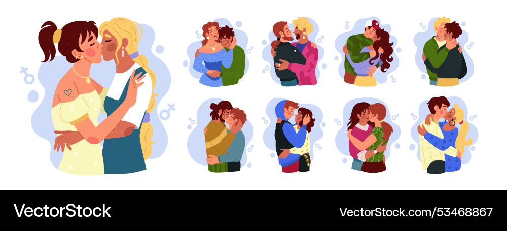 Couple kiss girl lesbian love guy romantic sexy Couple kiss girl lesbian love guy romantic sexy vector image