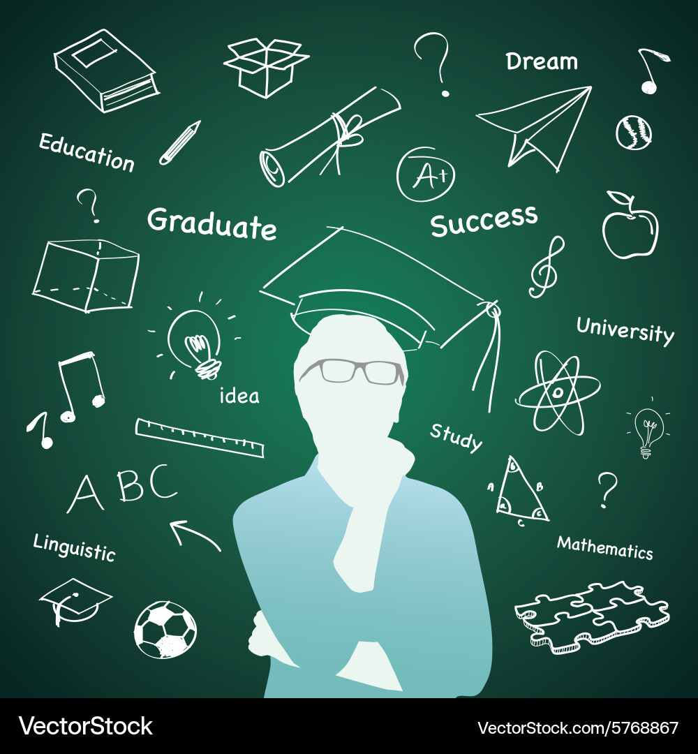 Man Standing with Idea on Blackboard vector image
