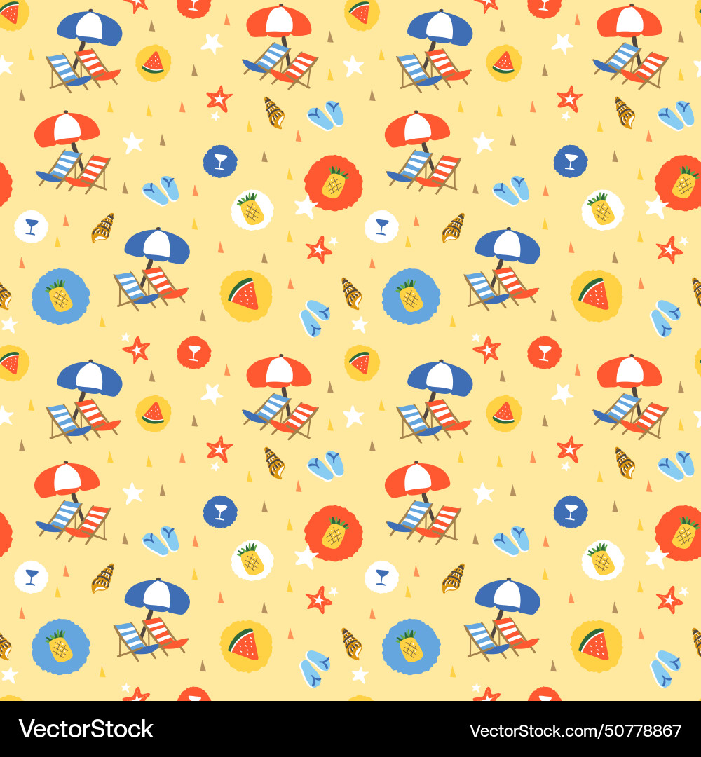 Summer elements seamless pattern Vector Image