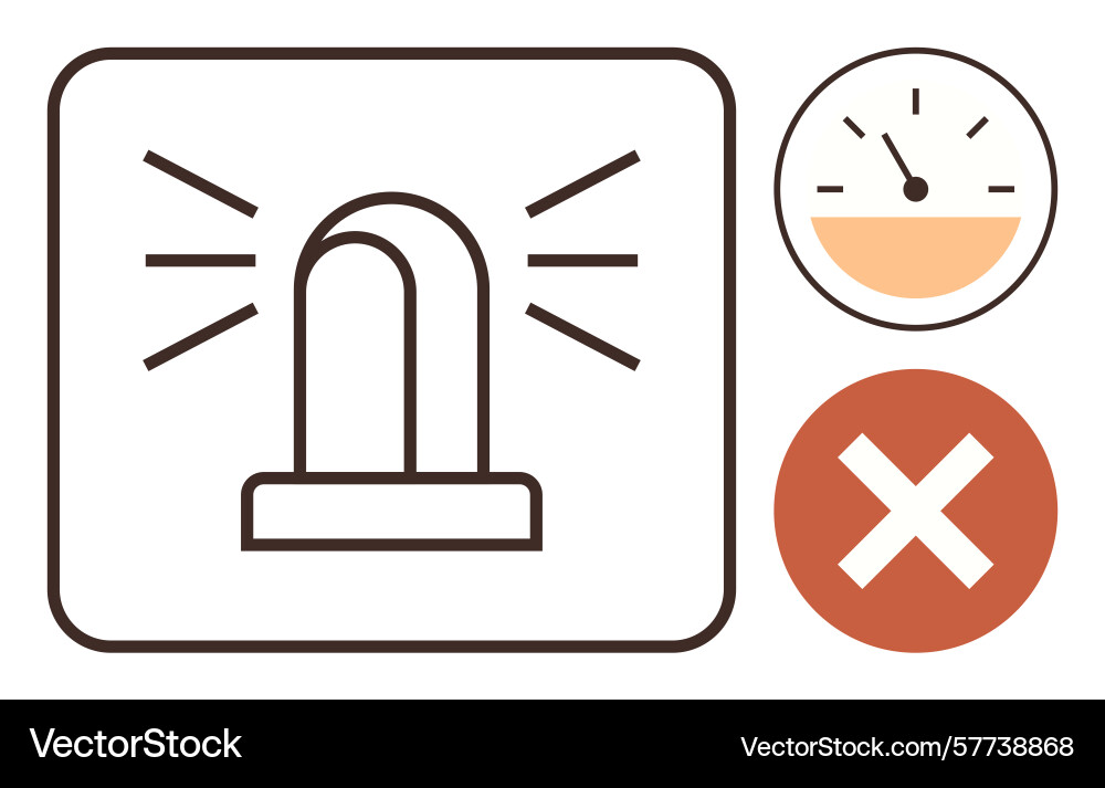Alarm alert with warning symbols speedometer vector image