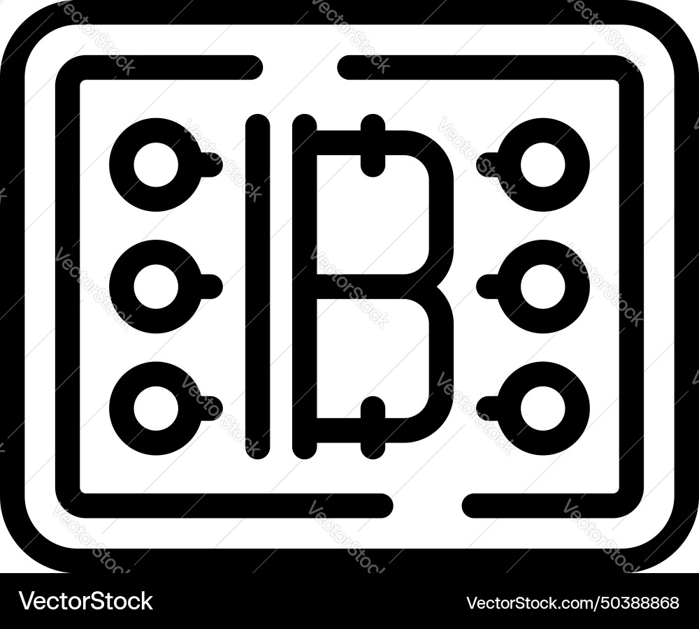 Bitcoin token icon outline blockchain Vector Image