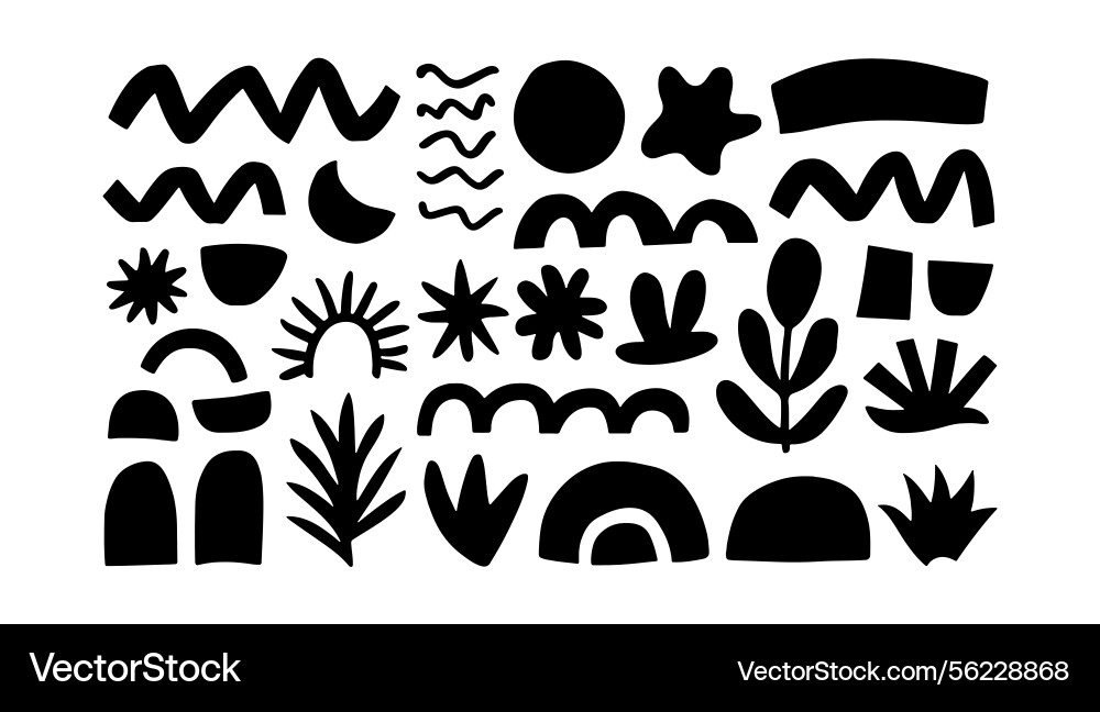 Boho abstract nature collage in rectangular layout Vector Image