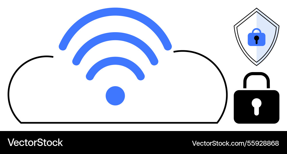 Cloud computing security with wireless signal Cloud computing security with wireless signal vector image