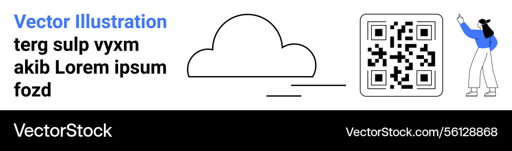 Cloud technology and qr code interaction Vector Image