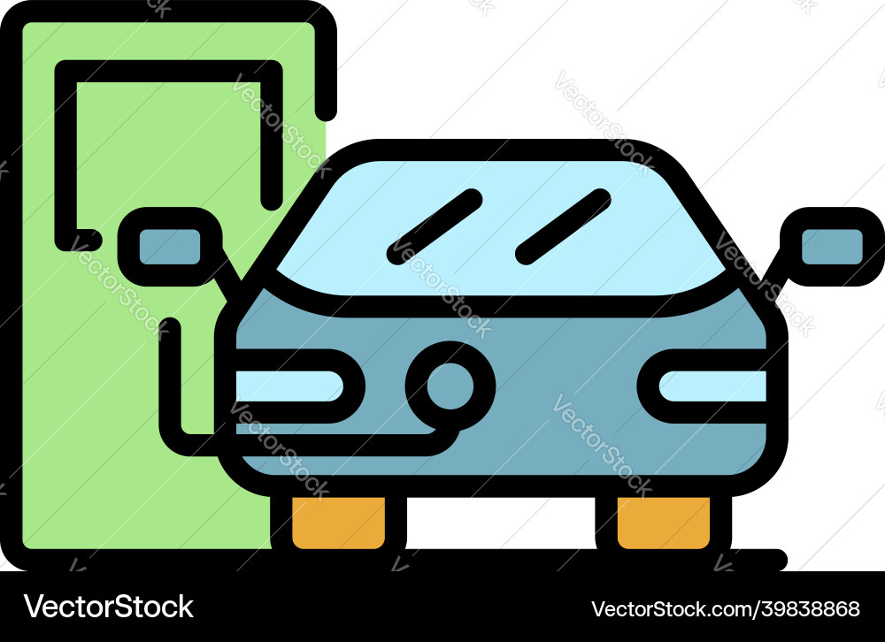 Electric car on charge icon color outline Electric car on charge icon color outline vector image