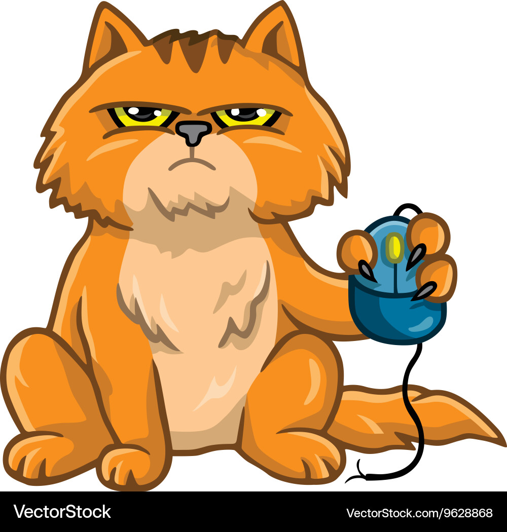 Grumpy Cat with Mouse vector image