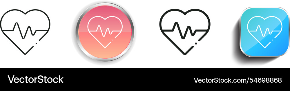 Heartbeat icon thin linear regular and button vector image