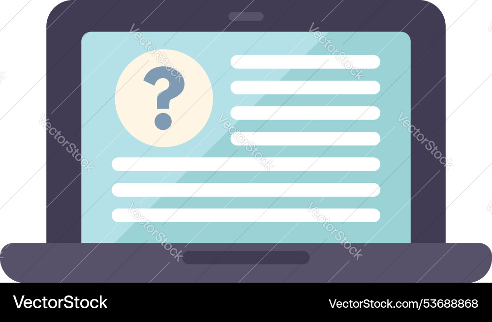 Laptop computer displaying question mark on screen Laptop computer displaying question mark on screen vector image