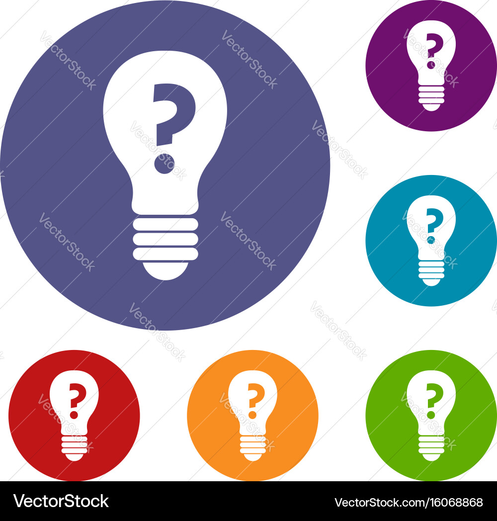 Light bulb with question mark inside icons set vector image