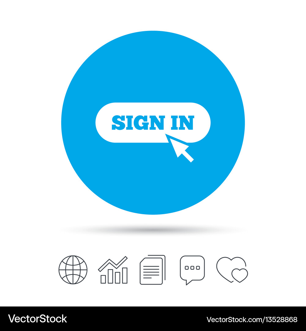 Melden Sie sich mit Cursor Pointer Symbol Login Symbol Vektorbild