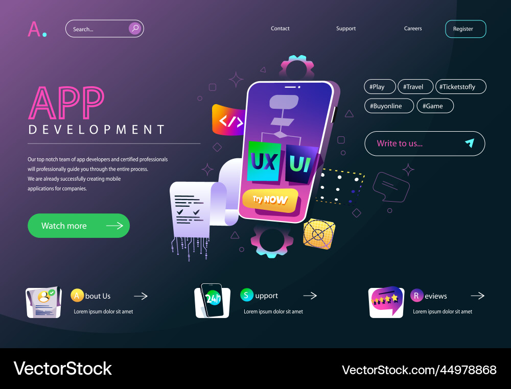 Mobile App Development UI Concept vector image
