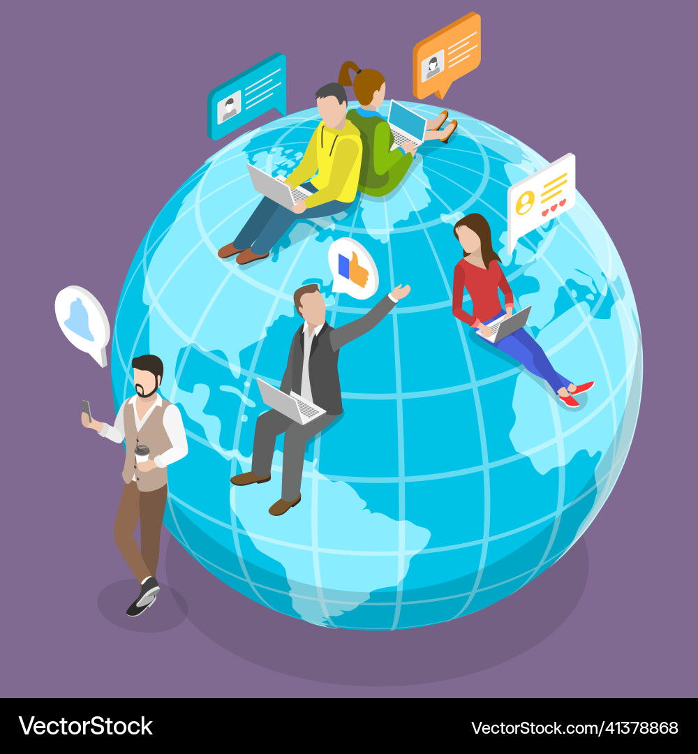Remote Work Concepts - Isometric Vector Image