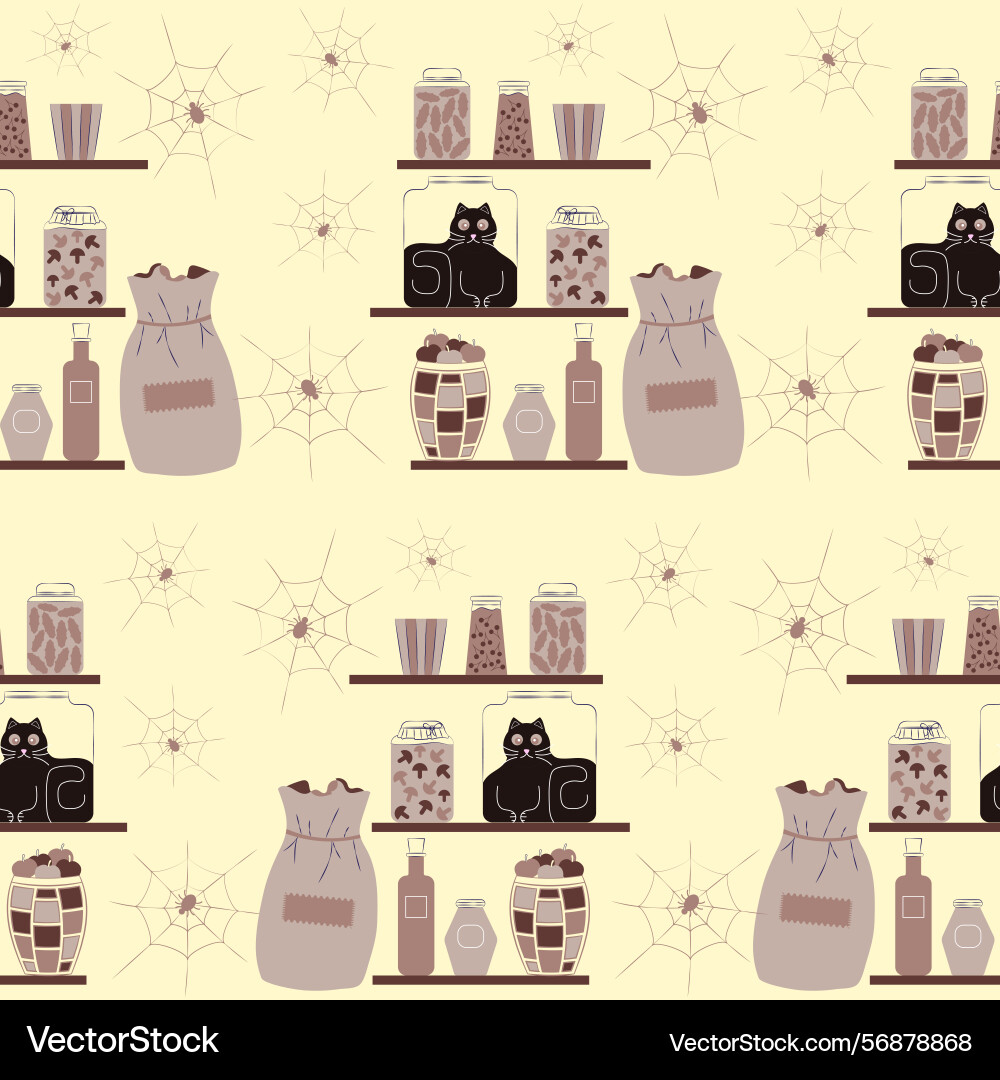 Seamless pattern cat in a can Vector Image