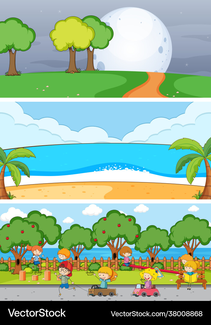 Set different horizontal scenes background Vector Image