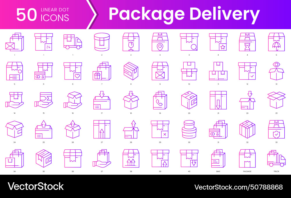 Set of package delivery icons gradient style icon Set of package delivery icons gradient style icon vector image