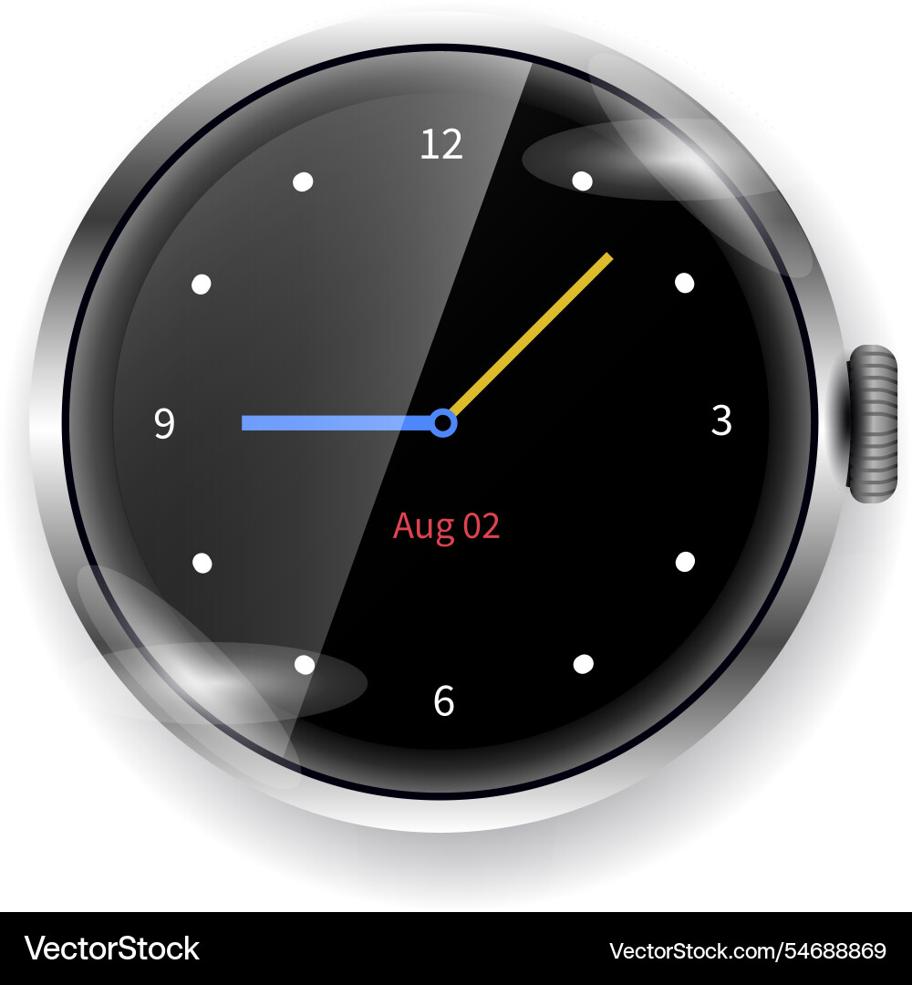 Analog smartwatch face ui design with date Vector Image