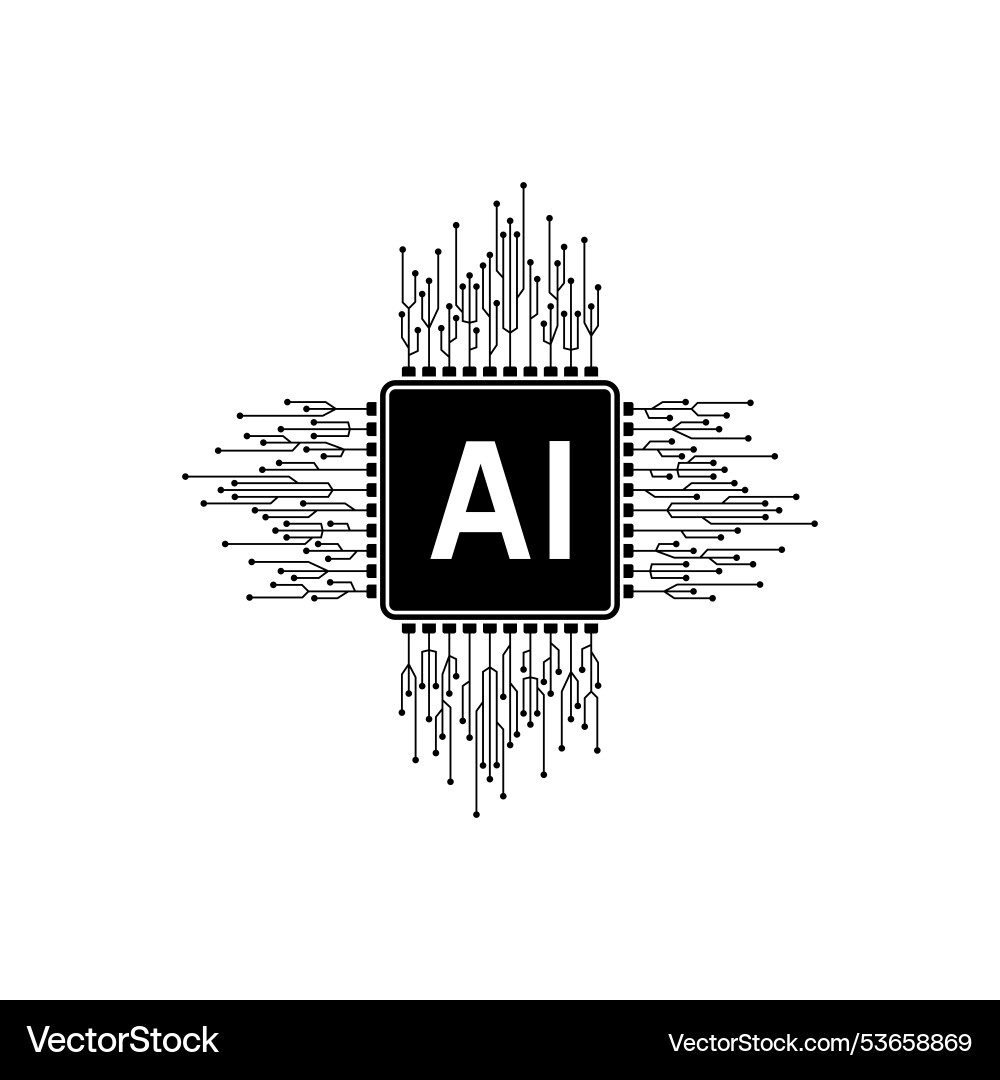Circuit electronic chip processor artificial Vector Image