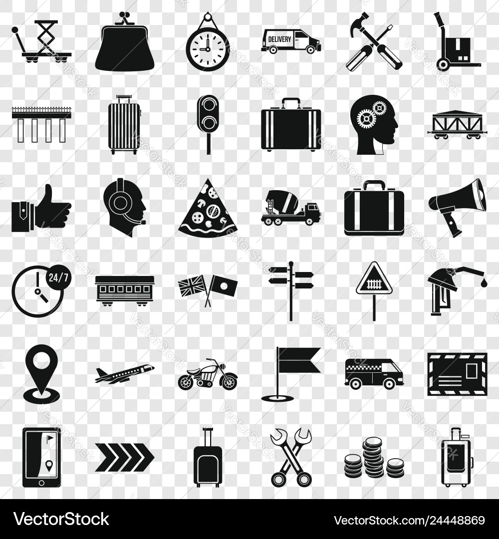 Container delivery icons set simple style Container delivery icons set simple style Vector Image