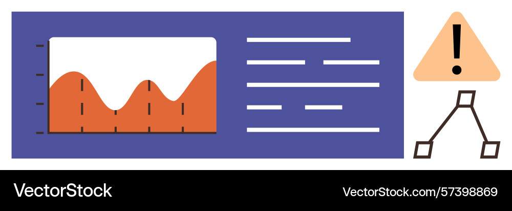 Data analysis display with warning sign Data analysis display with warning sign vector image