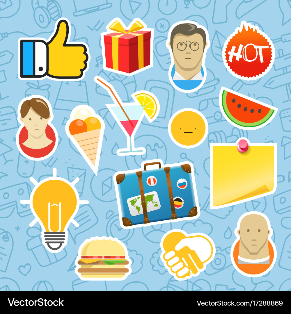 Different mobile or web application stickers set vector image