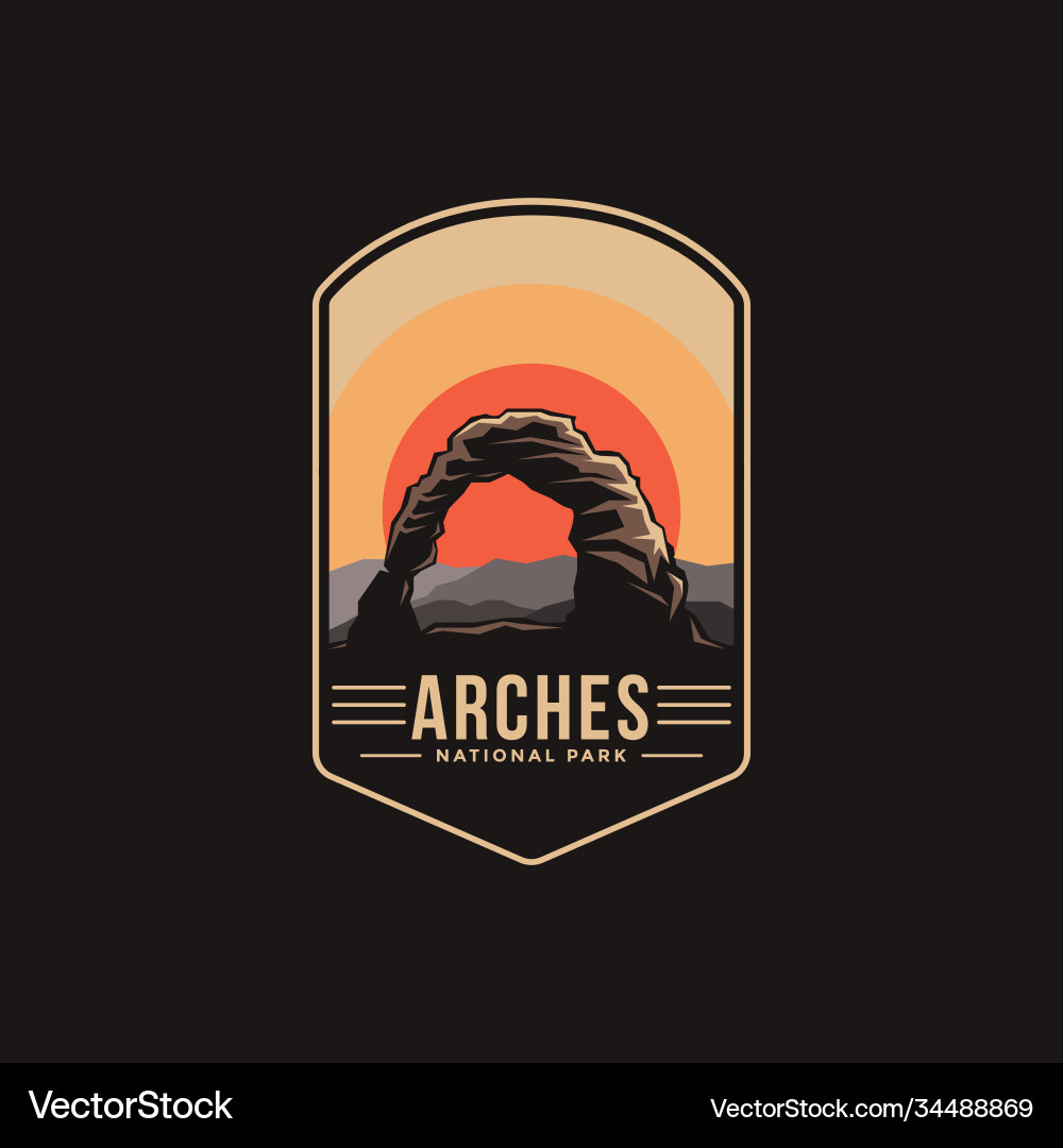 Emblem patch logo arches national park vector image