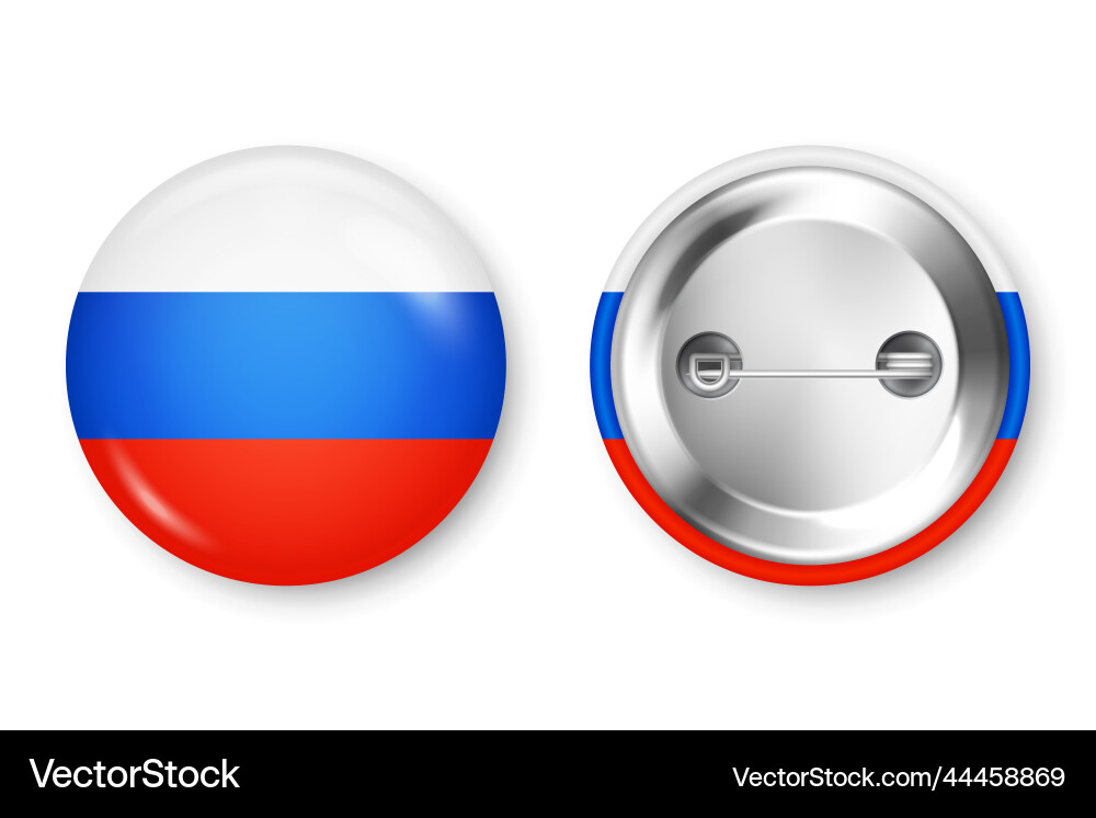 Realistic button badge with printed russian flag Realistic button badge with printed russian flag vector image