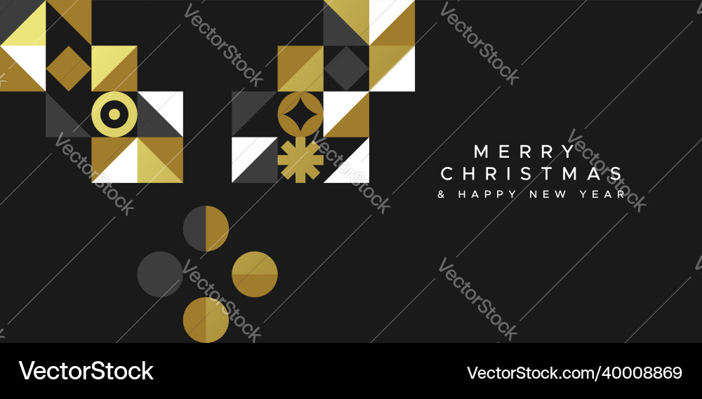 Year gold holly abstract mosaic card vector image