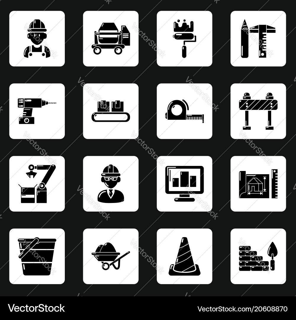 Building process icons set simple style Building process icons set simple style Vector Image