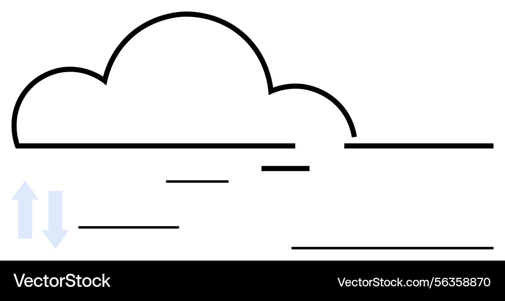 Cloud with data flow lines representing Vector Image