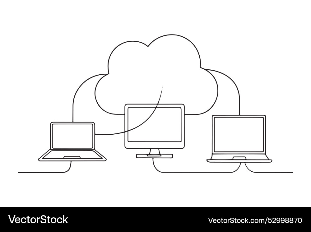 Depicting cloud computing one line continuous Vector Image