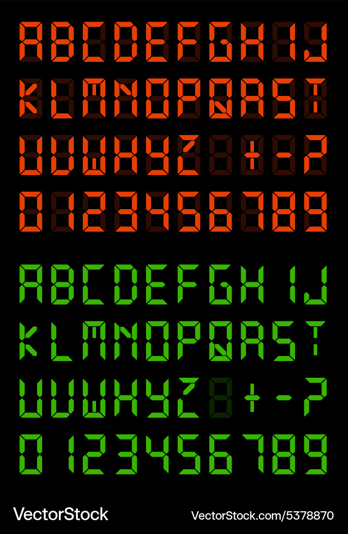 Digital Liquid Crystal Display Font vector image