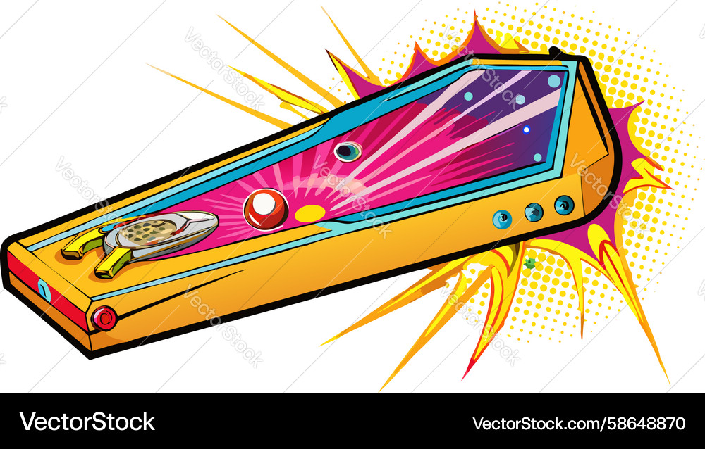 Dynamic pinball machine action pop art design Vector Image