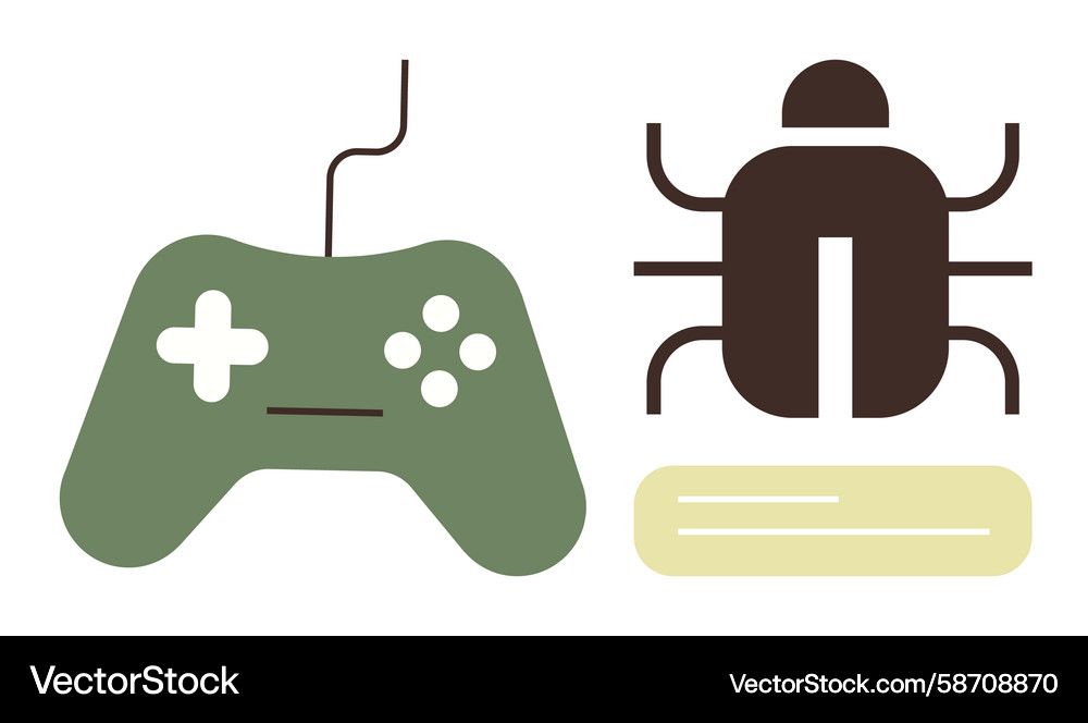 Gaming Debugging Icon - Controller & Bug Vector Image