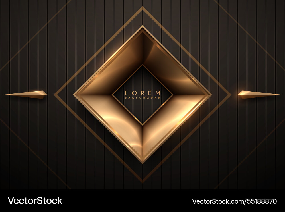 Golden square frame with design elements vector image