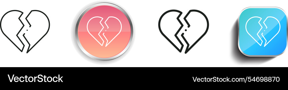 Heartbroken icon thin linear regular and button vector image