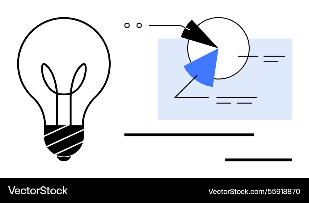 Lightbulb and data visualization highlighting Lightbulb and data visualization highlighting vector image