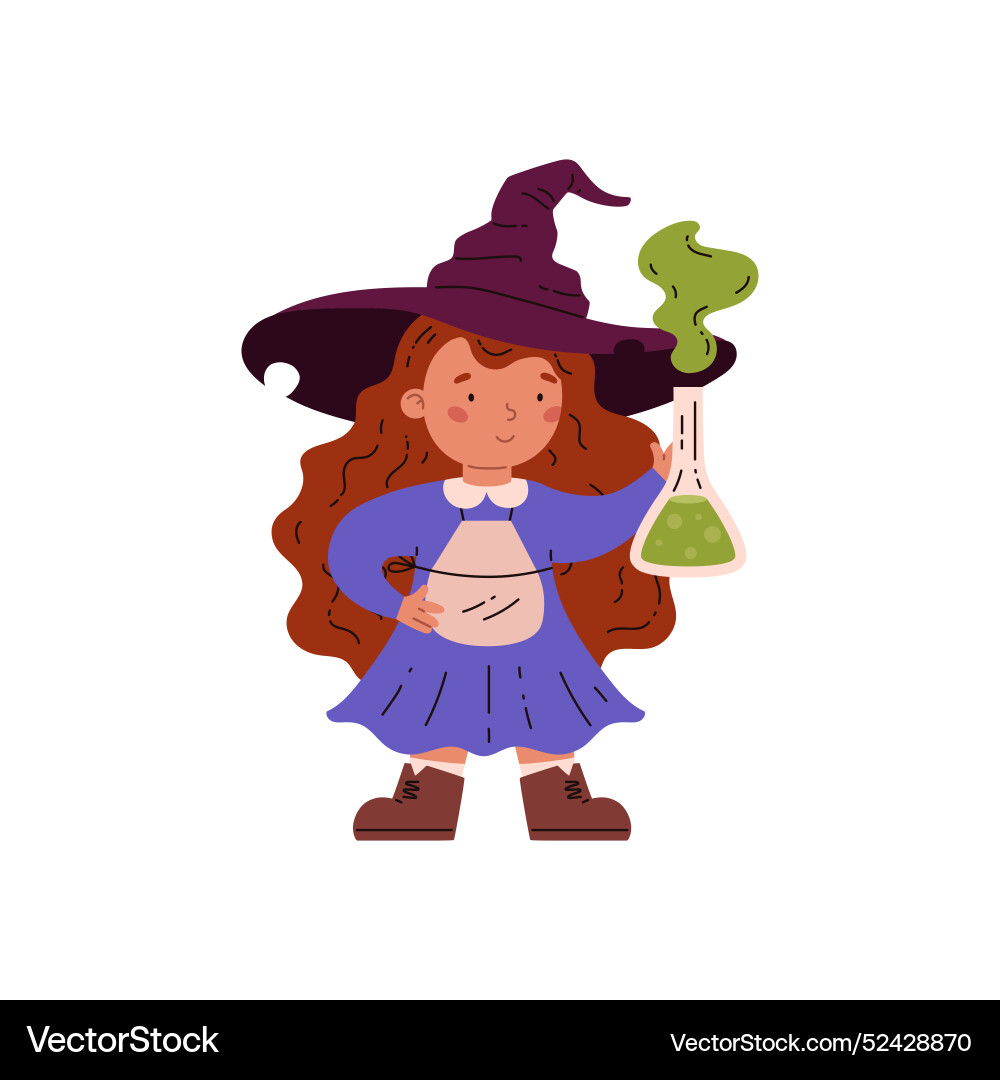 Little witch with red hair and a potion Little witch with red hair and a potion vector image