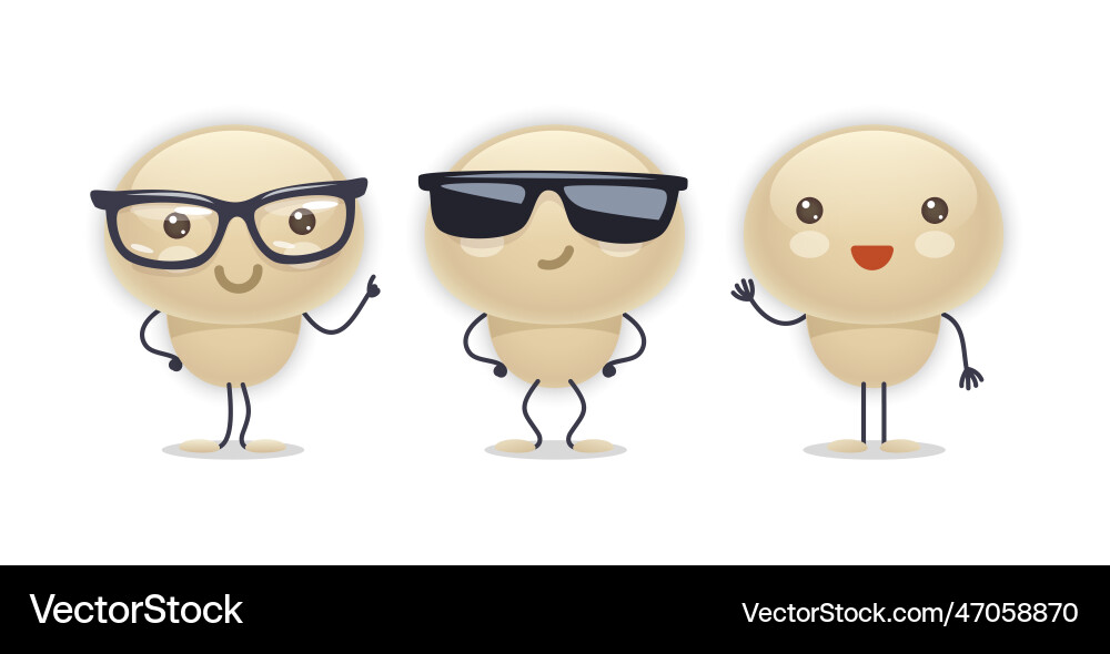 Mushroom character with various face expressions Mushroom character with various face expressions vector image
